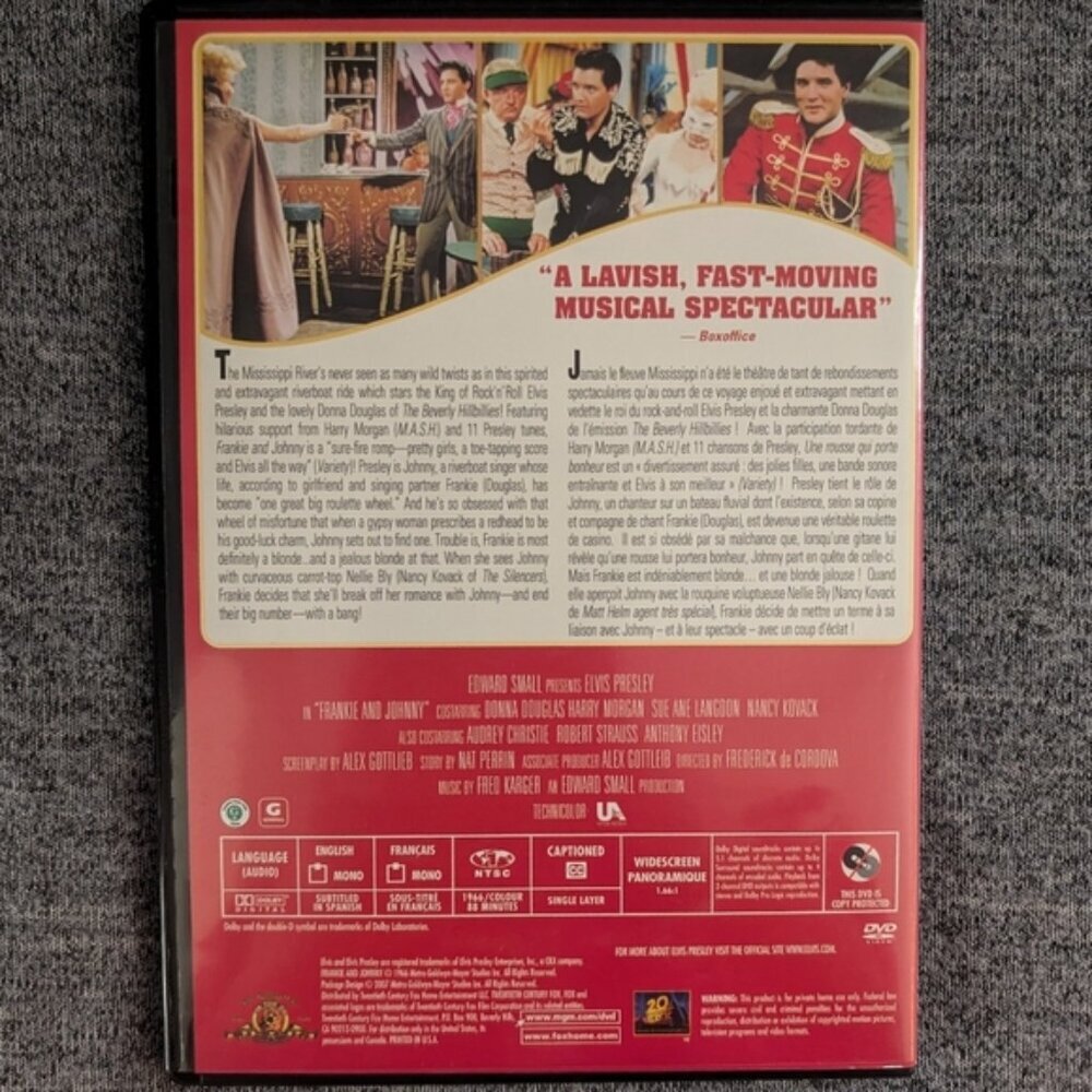 Frankie and Johnny (DVD, 2001) Very Good, Slim Case, Region 1 (Canada) - Picture 2 of 3